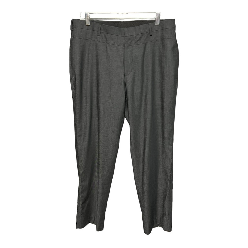 Murano Collezione Wool Dress Pants Tailored Fit Flat Front Trousers Gray 34X30